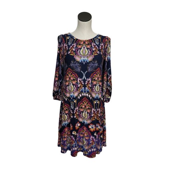 Maeve Anthropologie Sawyer Balloon Sleeve Dress Navy Floral‎ Size Small Paisley - Picture 1 of 12